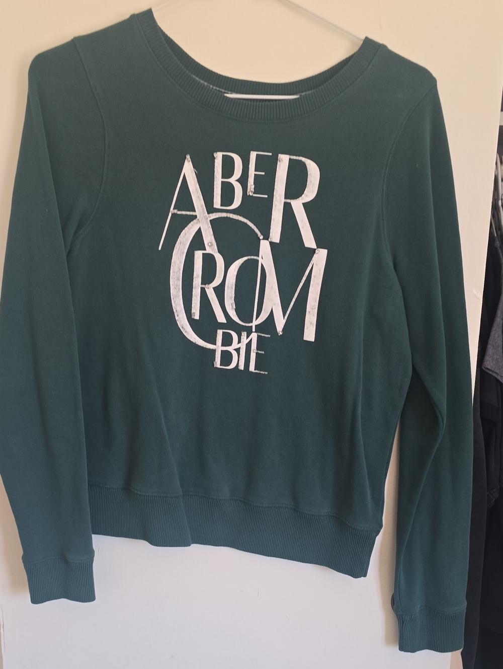 Abercrombie & Fitch Deep Green Women's Crewneck Sweatshirt with White Logo